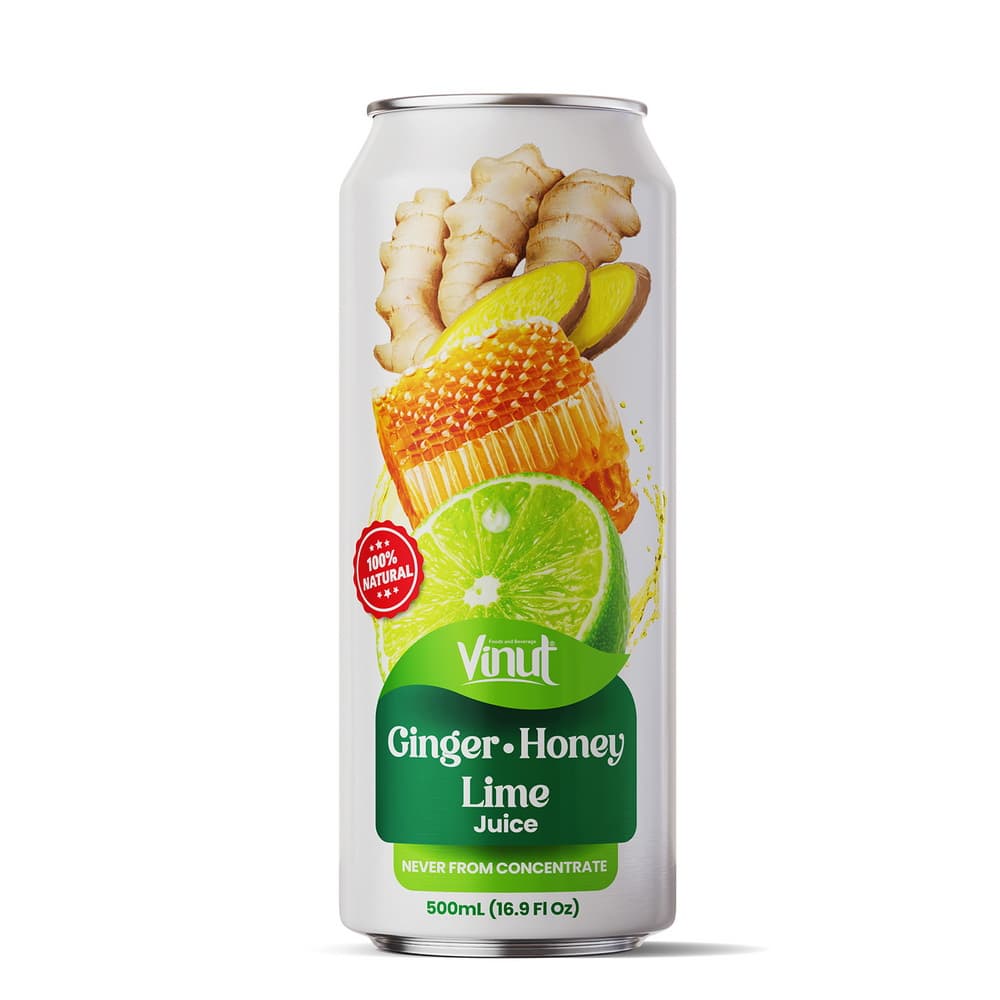 VINUT 100% prírodný zázvorový, medový a limetkový šťavový nápoj, nie z koncentrátu, 16.9 fl oz (500ml)