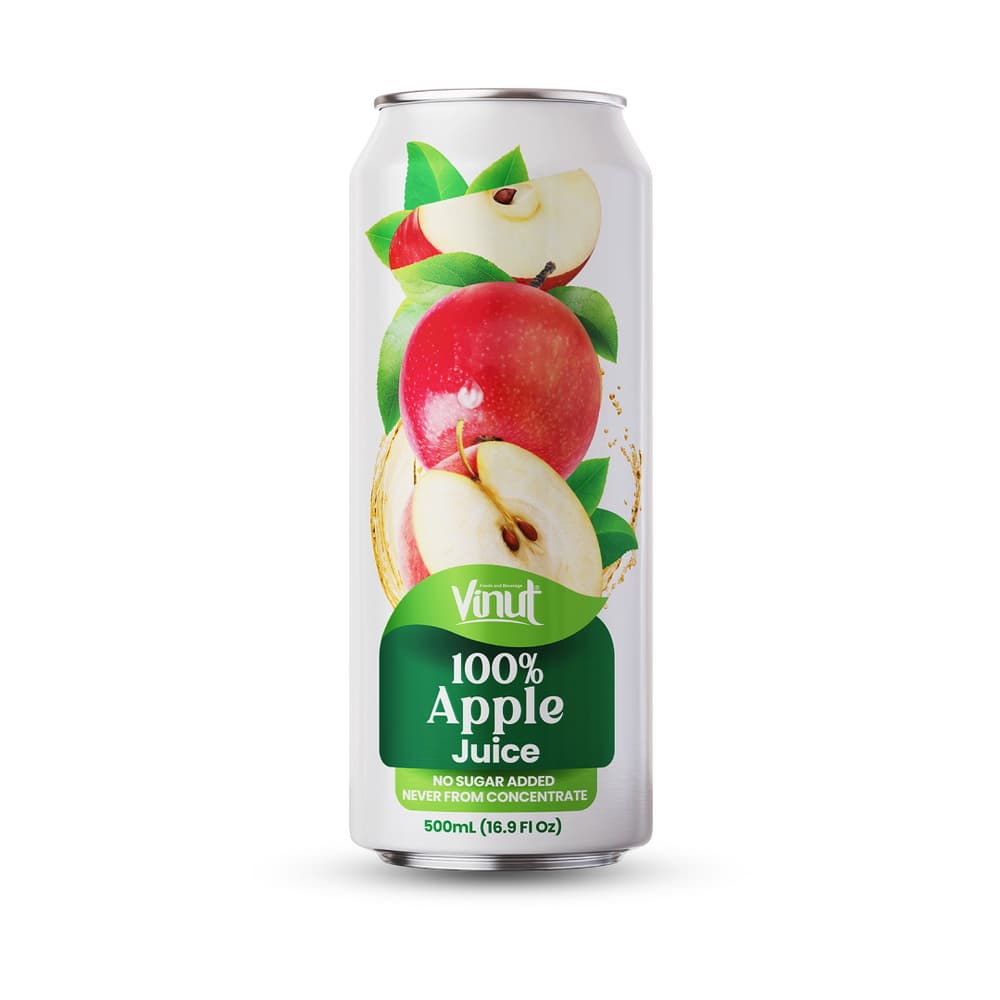 VINUT 100% Jablková šťava, Bez pridaného cukru, Nikdy z koncentrátu, Slim plechovka, 16.9 fl oz 500 mL