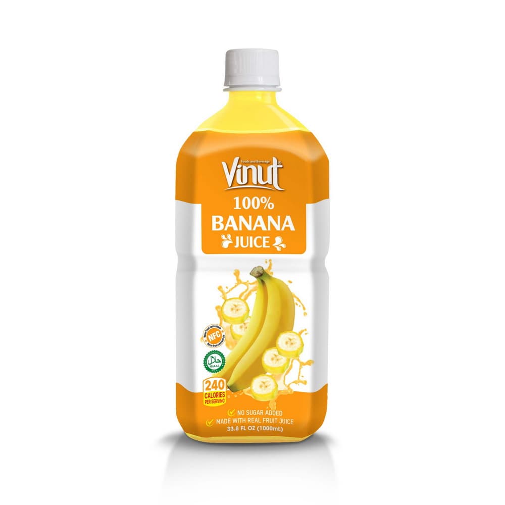 VINUT 100% Banánový Džús, NFC, Bez Pridaného Cukru, PET Fľaša, 33.8 fl oz 1000 mL