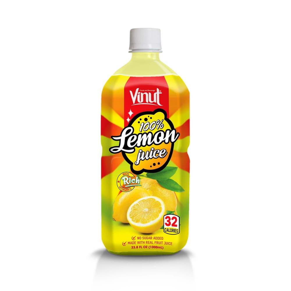 VINUT 100% Citrónová šťava, Bez pridaného cukru, PET fľaša 33.8 fl oz (1,000 mL)