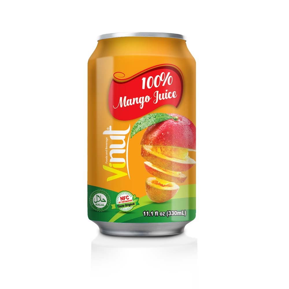 VINUT 100% Mangový Džús, 11.1 fl oz (330 mL) Plechovka