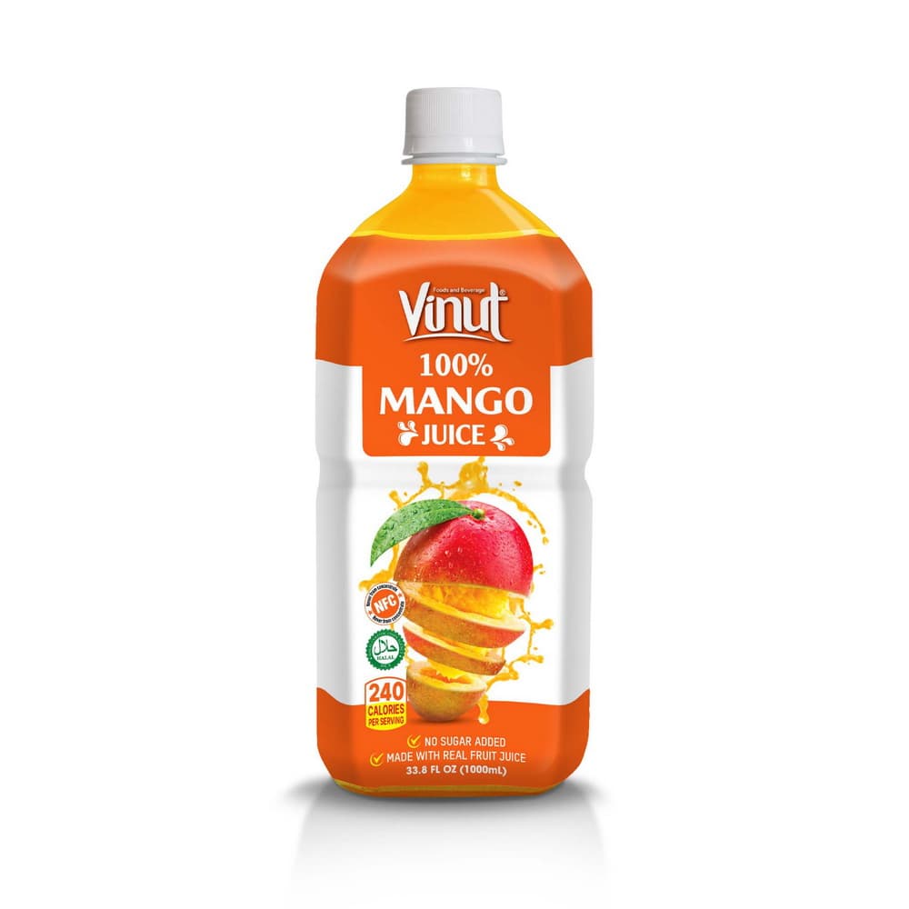 VINUT 100% Mangová šťava, Bez pridaného cukru, 33.8 fl oz (1,000 mL) PET Fľaša