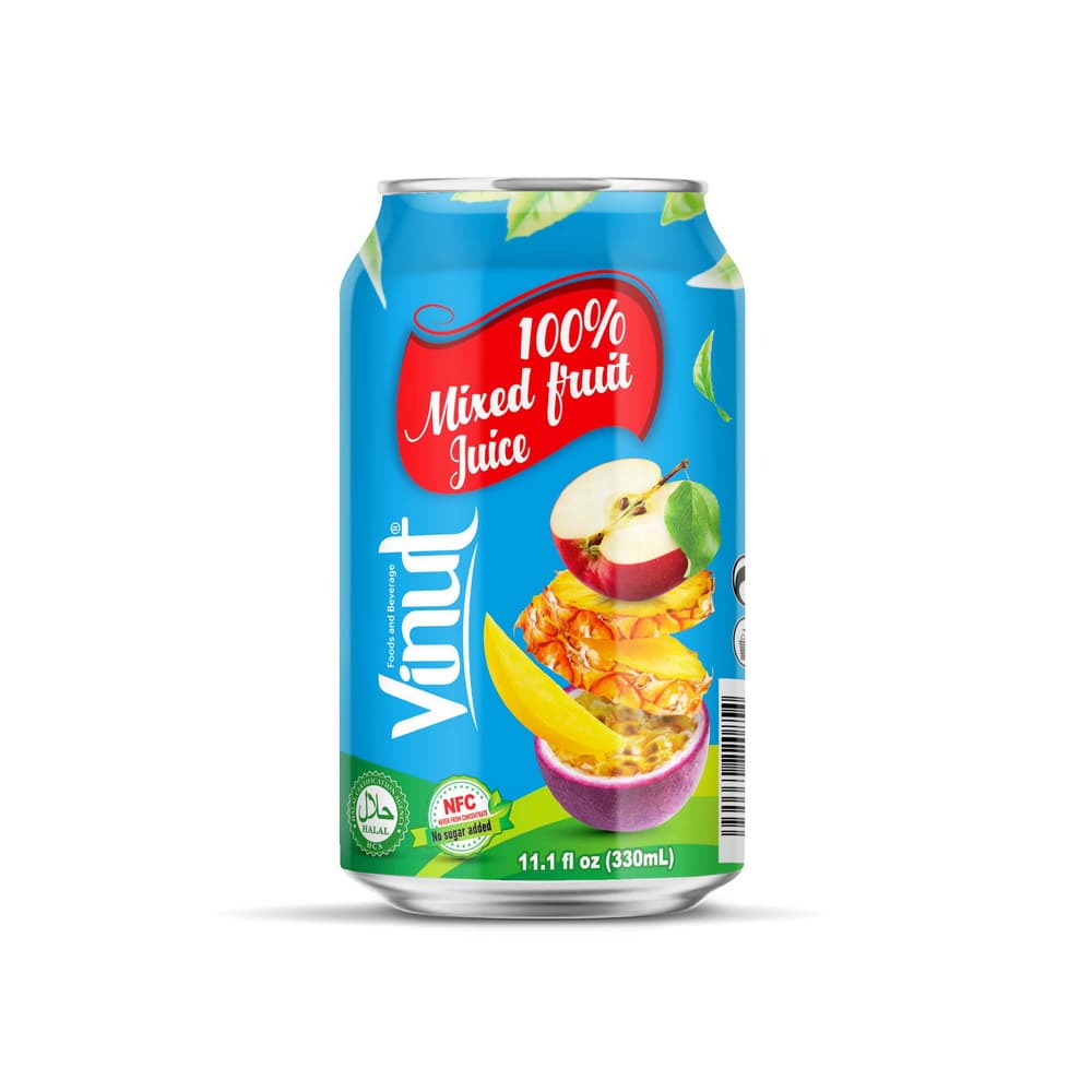 VINUT 100% Džús z Miešaného Ovocia NFC, bez pridaného cukru, v plechovke, 11.1 fl oz (330 mL)