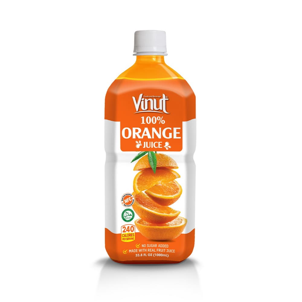VINUT 100% Pomarančová šťava, Bez pridaného cukru, 33.8 fl oz (1,000 mL) PET Fľaša