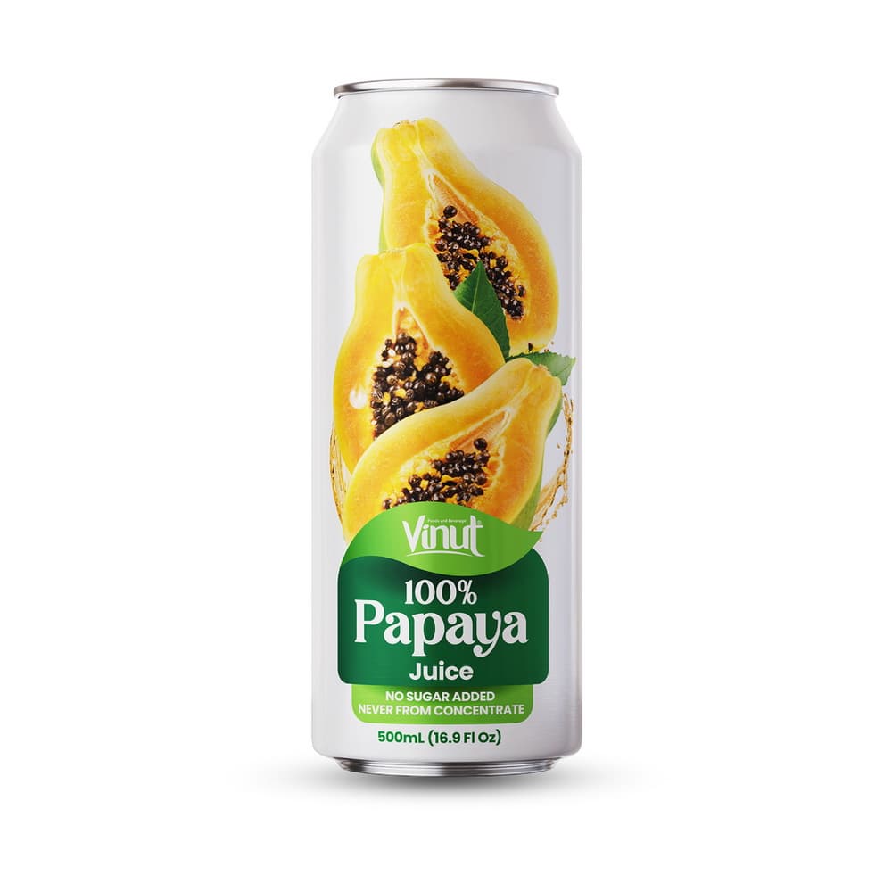 VINUT 100% Papájová šťava, bez pridaného cukru, nikdy z koncentrátu, slim plechovka, 16.9 fl oz 500 mL