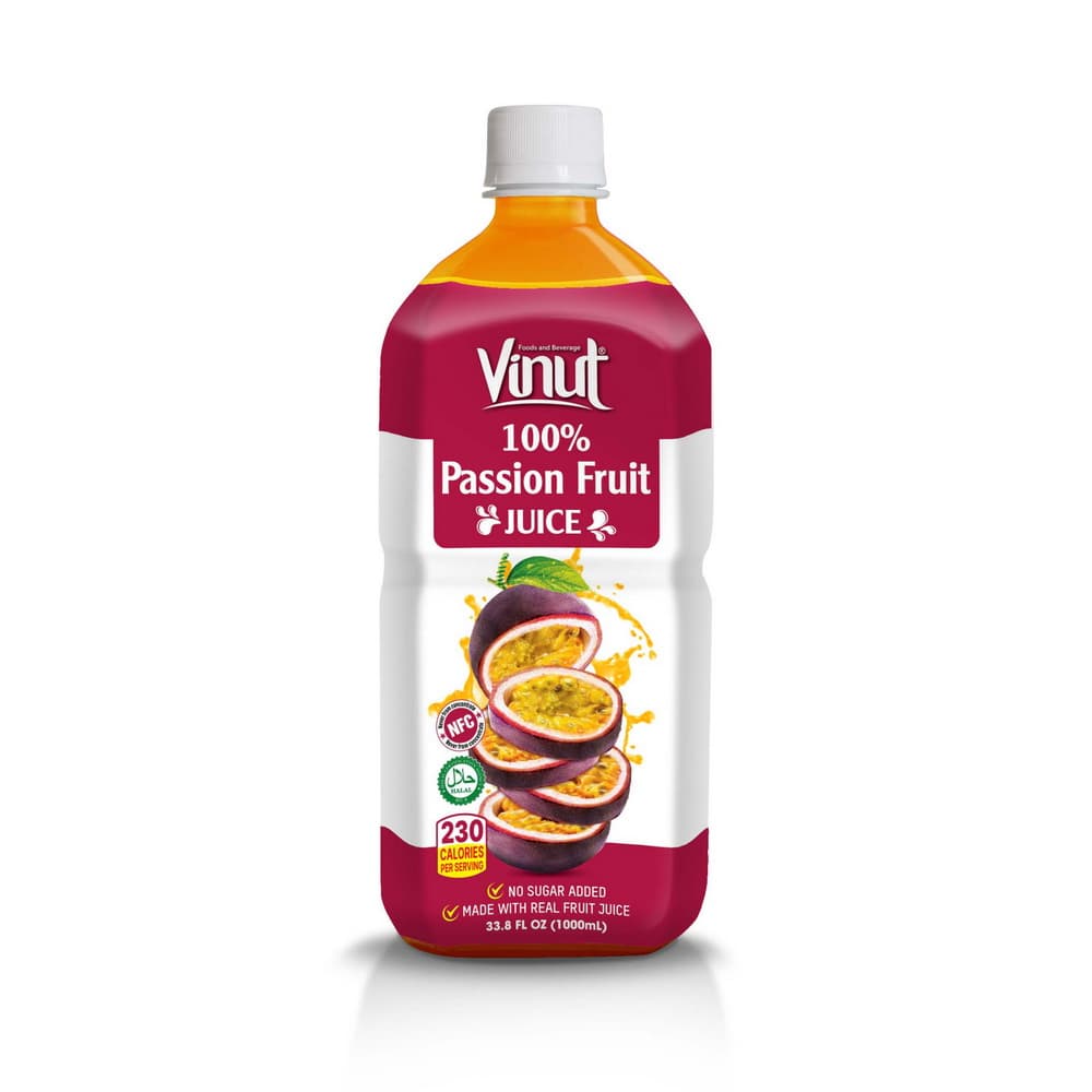 VINUT 100% Džús z marakuje, NFC, Bez pridaného cukru, PET fľaša, 1000 ml (33.8 fl oz)