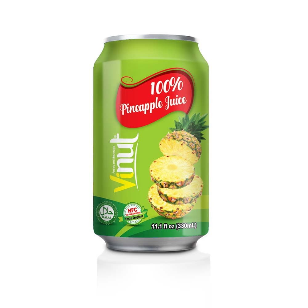 VINUT 100% Ananásová šťava, plechovka 11.1 fl oz (330 mL)