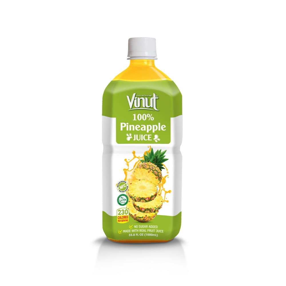 VINUT 100% Ananásový Džús, Bez Pridaného Cukru, 33.8 fl oz (1 000 mL) PET Fľaša