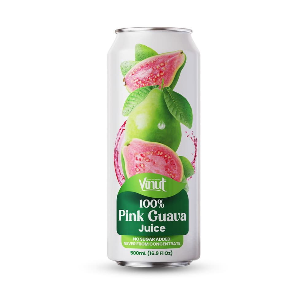 VINUT 100% šťava z ružovej guavy, bez pridaného cukru, nikdy z koncentrátu, tenká plechovka, 16.9 fl oz 500 mL