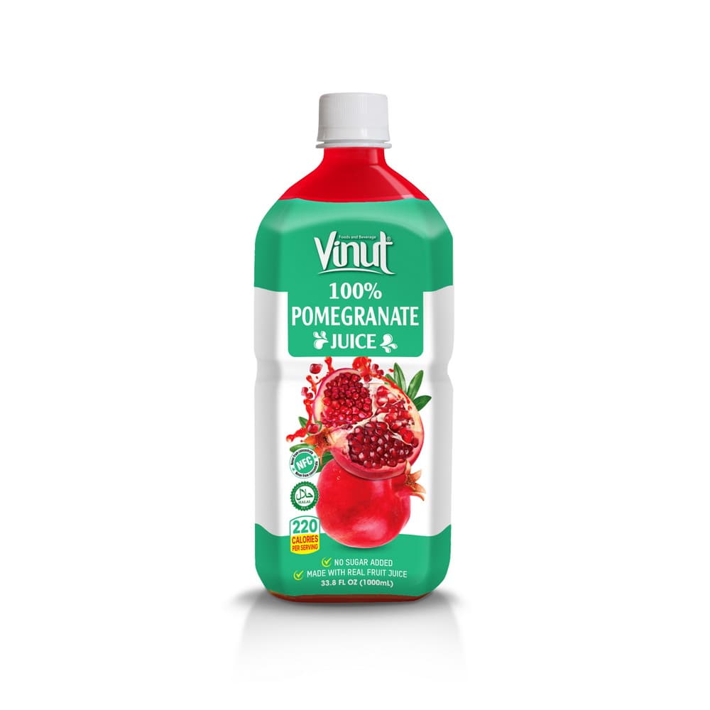 VINUT Šťava zo 100% granátového jablka, bez pridaného cukru, PET fľaša 1 000 ml (33,8 fl oz)