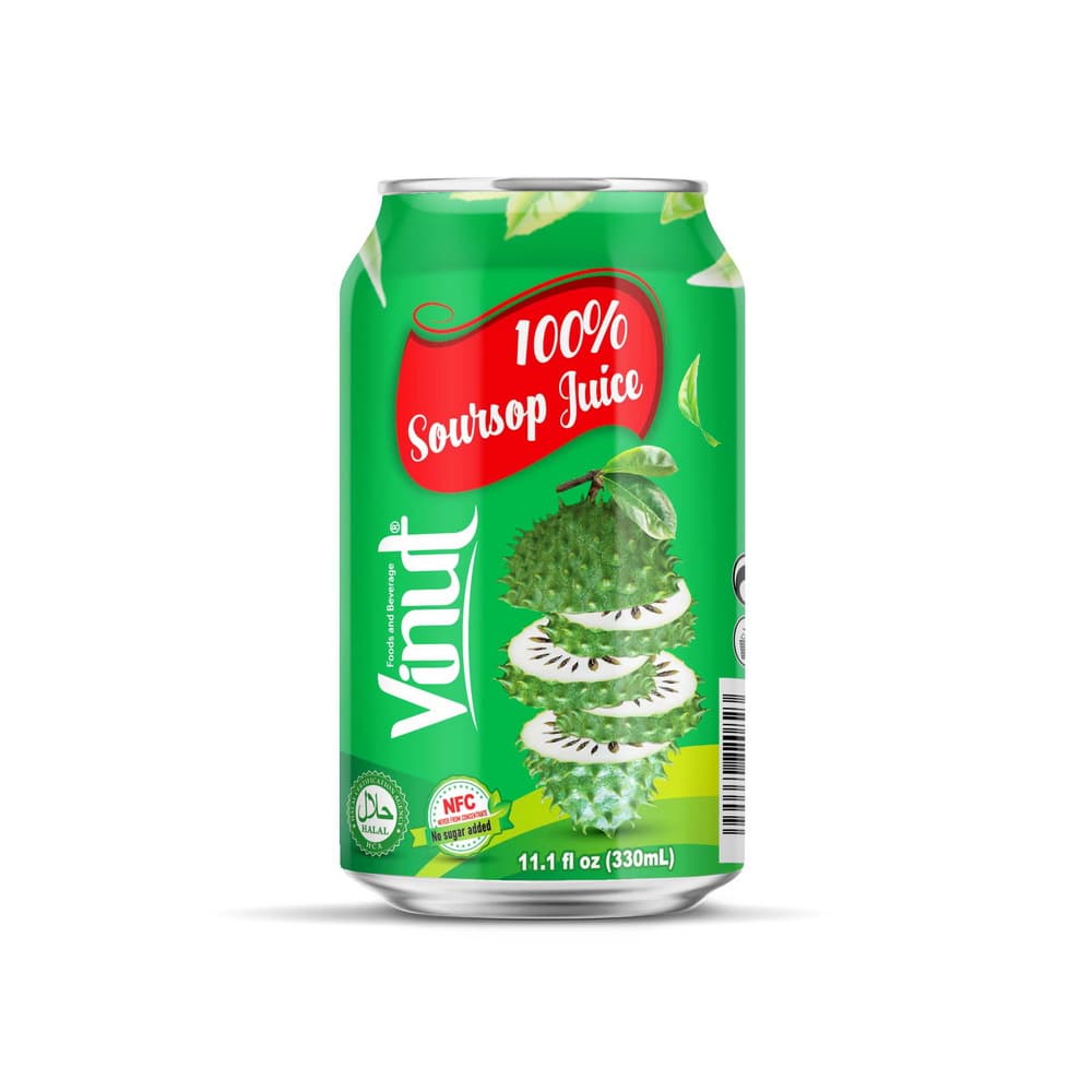 VINUT 100% Šťava z gravioly, NFC, Bez pridaného cukru, Plechovka, 11.1 fl oz 330 mL
