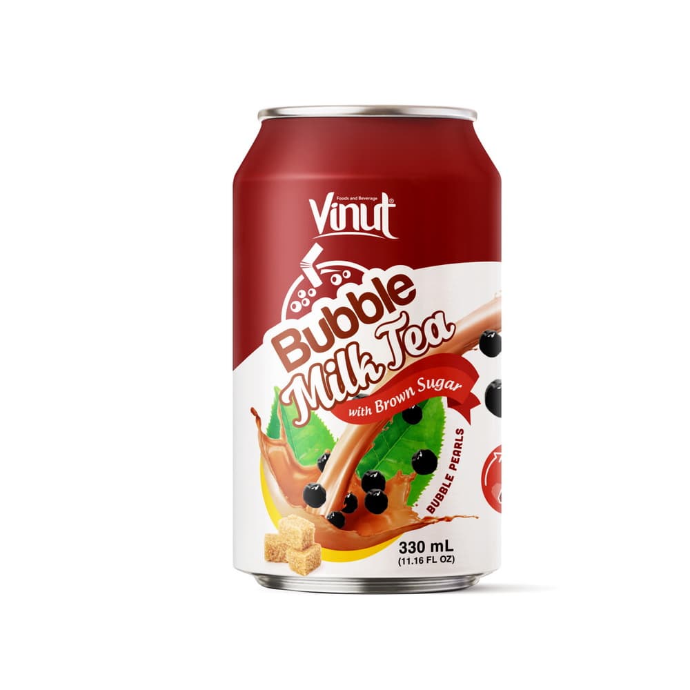 VINUT Bublinkový mliečny čaj s hnedým cukrom, plechovka, 11.16 fl oz 330 mL