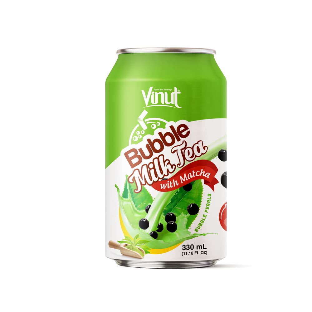VINUT Bublinkový mliečny čaj s Matchou, plechovka, 11.16 fl oz 330 mL