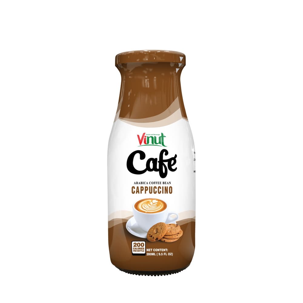 VINUT Café Cappuccino, z kávových zŕn Arabica, Fľaša, 9.5 fl oz 280 mL