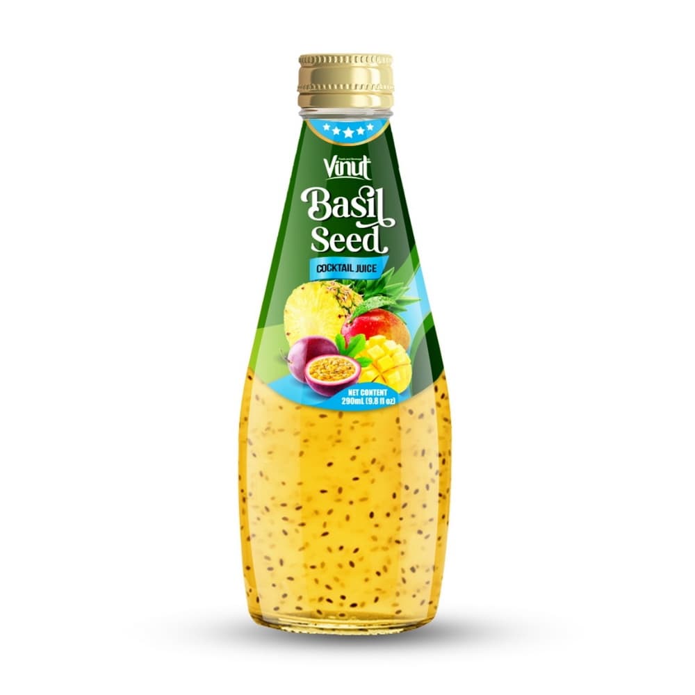 VINUT Šťava z bazalkových semienok Koktail, Sklenená fľaša, 9.8 fl oz (290 mL)