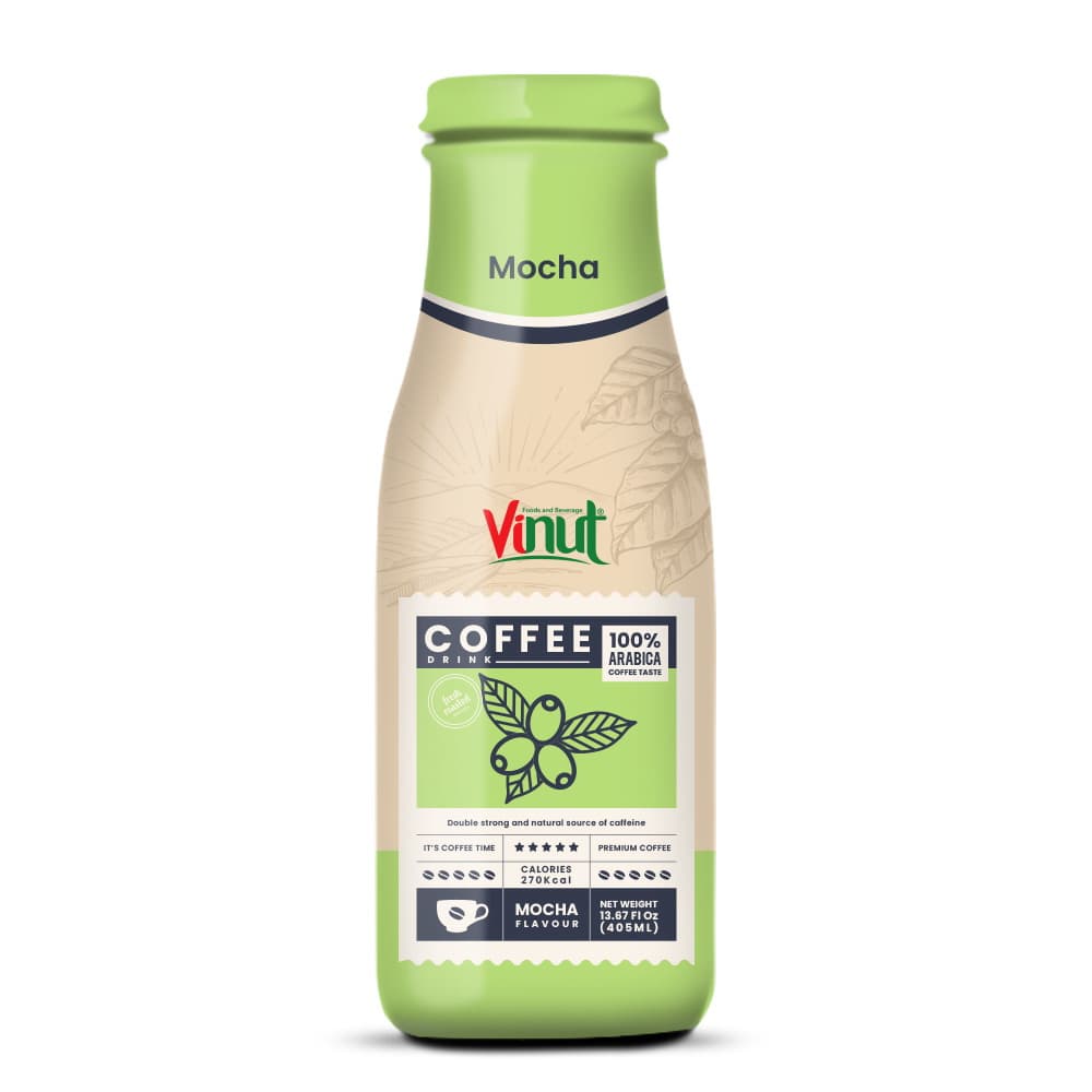 VINUT Kávový nápoj 100% Arabica, s príchuťou Mocha, fľaša, 405 ml (13.87 fl oz)