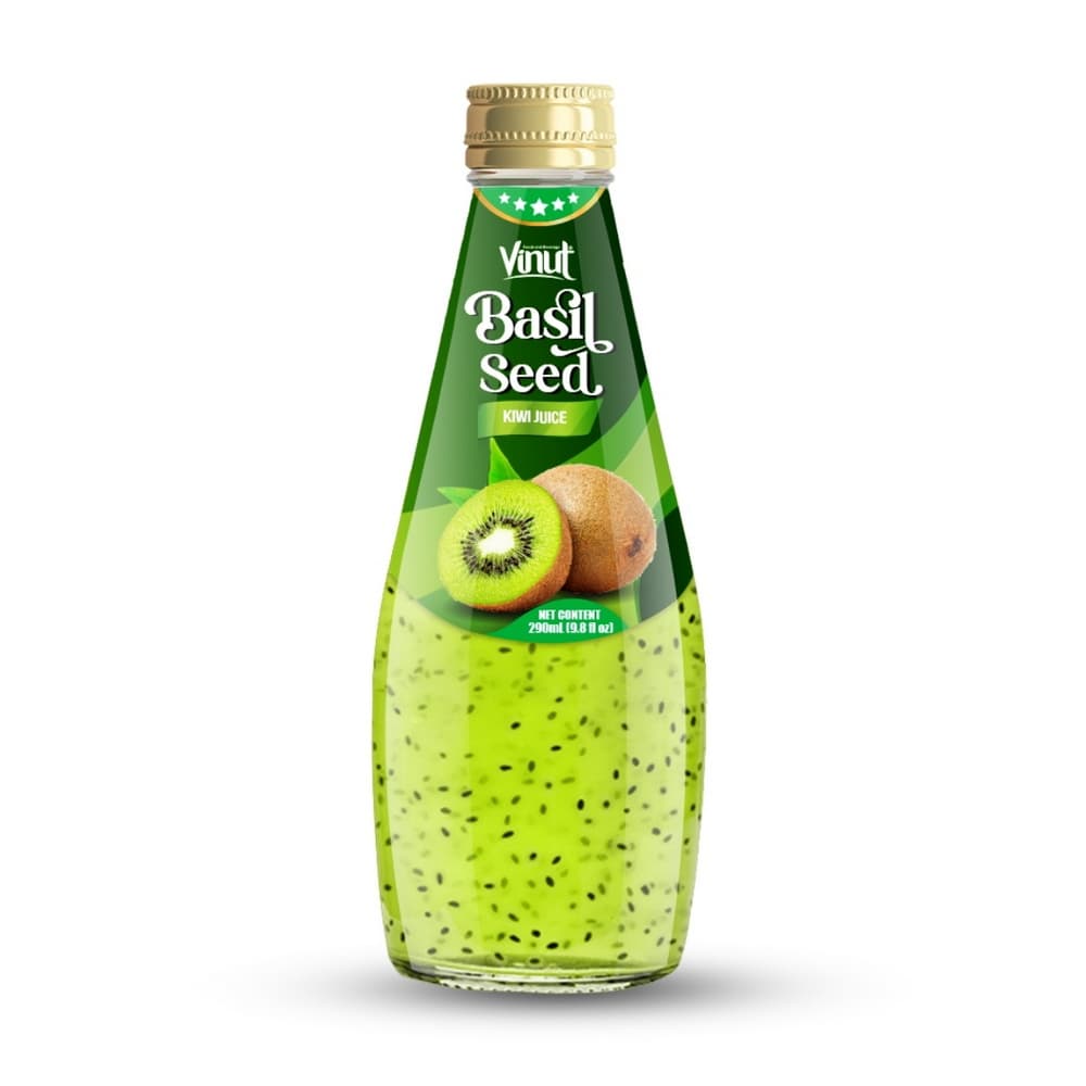 VINUT Šťava z kiwi s bazalkovými semienkami, sklenená fľaša, 9.8 fl oz (290 mL)