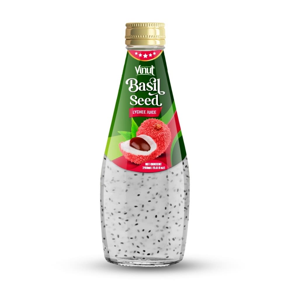 VINUT Šťava z liči s bazalkovými semienkami, Sklenená fľaša, 9.8 fl oz (290 mL)