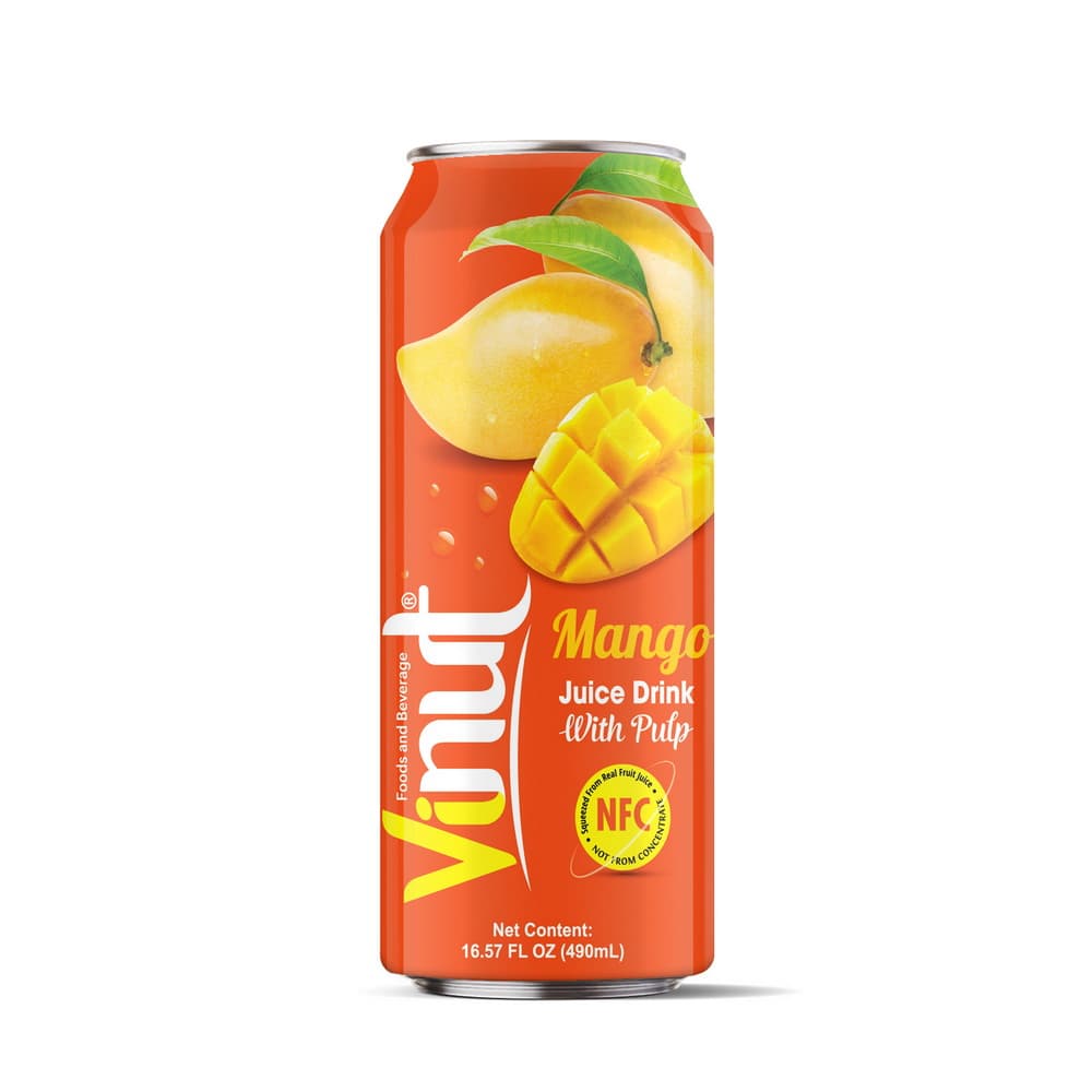 Vinut Mango Juice Drink with Pulp, NFC, Slim Can, 16.57 fl oz 490 mL