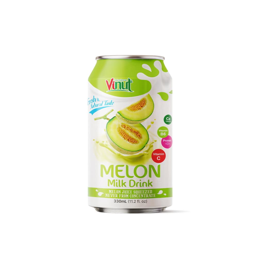 VINUT Melónový mliečny nápoj, Svieža a prírodná chuť, Nikdy z koncentrátu, Plechovka, 11.2 fl oz (330 mL)