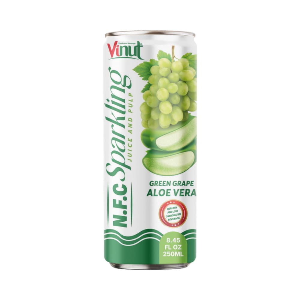 Vinut N.F.C Sparkling Juice and Pulp Green Grape Aloe Vera, Slim Can, 8.45 fl oz 250 mL