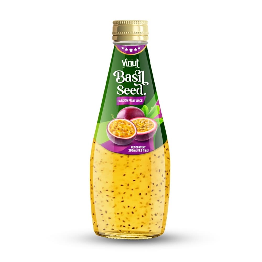 VINUT Šťava z marakuje s bazalkovými semienkami, Sklenená fľaša, 9.8 fl oz (290 mL)